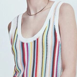 Marie Oliver Crochet Pima cotton Striped Tank sz S